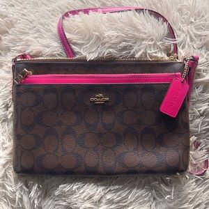 Authentic Coach East/West Fuchsia Crossbody Bag